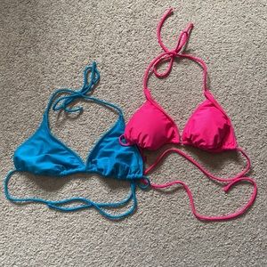 Bundle Of Two OP Small Pink And Blue Adjustable Bikini Swim Suit Tops